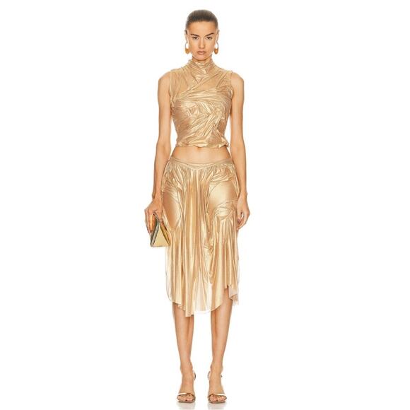 Di Petsa Wetlook High Neck Metallic Gold Top Size XL - Picture 3 of 9